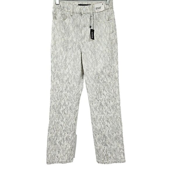 Express Snakeskin Metallic Super High Rise Straight Crop Jean Women's Size 4 NEW - Picture 1 of 9